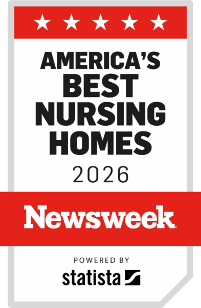 A badge-style graphic with a red top border featuring five white stars, bold black text stating 