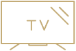 A flat-screen television mounted on a wall, displaying a colorful image.